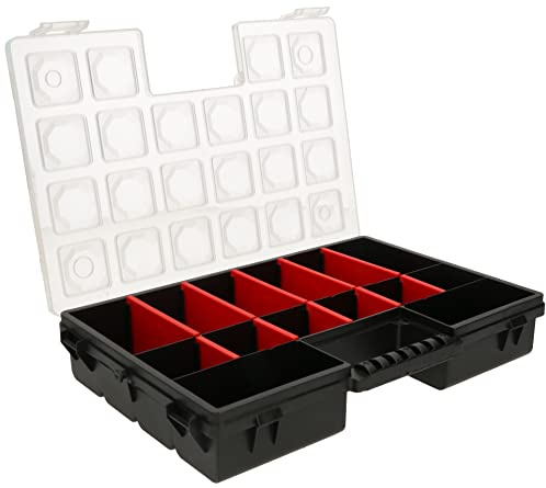 KOTARBAU® Caja clasificadora de 14 compartimientos, Organizador, Estuche de Piezas pequeñas, Caja organizadora de plástico con asa, Caja de Tornillos, Caja surtida para Accesorios de Taller, Maletín