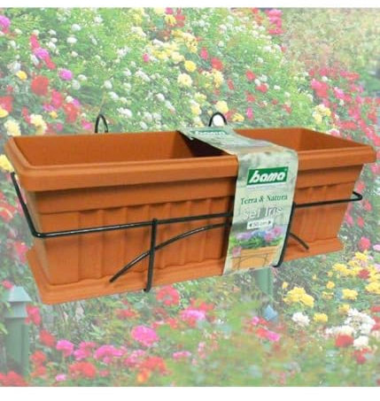 OISE ART STORE Trade Shop - Fioriera da Balcone Ringhiera 60cm Balconetta con Supporto E Sottovaso Completa