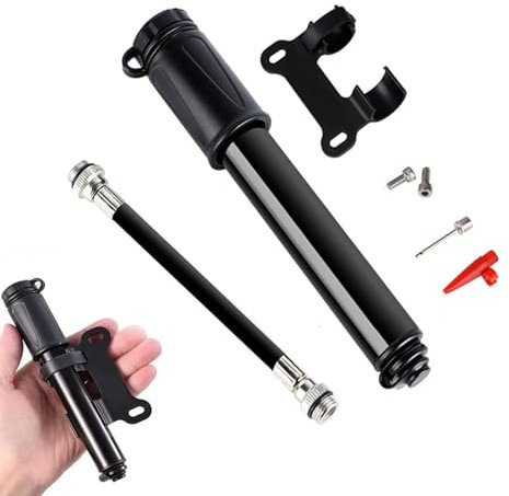 FIBOUND Luftpumpe Fahrrad, Mini Fahrradpumpe, Universell für Presta und Schrader-Ventile, Tragbar, Super Schnelle Reifenbefüllung, Für Mountainbikes, Rennrad, Inkl. Luftgürtel, Wasserdichter Ring