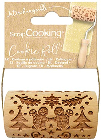 SCRAP COOKING - 5305 Mini Holz Roller Lebkuchenmann - Geprägte Prägung Prägung Abdrücke Dekoration Form für Kekse, Sand, Plätzchen