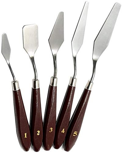 5 Stück Öl-Malen Spachteln Malmesser Set, Spachtel Messer Malerspachtel Set, Palette Messer, Farbspachtel, Farbe Schaber, Edelstahl Spachteln Malen Palettenmalerei Acryl
