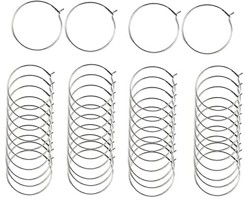 LOREC 200 Stück 25mm Silber Weinglas Anhänger Charms, Silber Glas Markierung Trinkgläser Legierung Weinglas Charms Ringe Glasmarkierer für Getränke, Glasflasche, Dekoration, Weinglas Marker, Etiketten