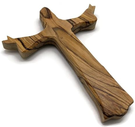 Small Wooden Cross for Wall Carved in the shape of the Crucifix Cross, Olive Wood Cross , Jesus Christ Resurrection Cross , Holy Cross Wall Decor, Religious Easter Decorations for Home