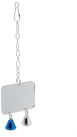 DONGKER Vogelspiegel, Acryl Vogel Spiegel mit Glöckchen, Hängend Glocke Spielen Spielzeug für Papagei, Vogel, Sittiche, Nymphensittiche und Sittich Käfig Dekoration