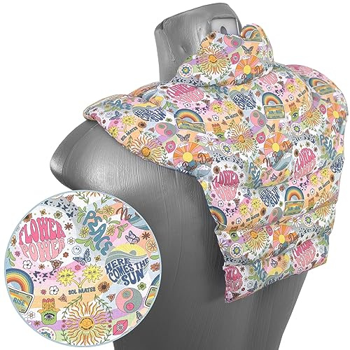 Nackenhörnchen HWS - Nacken + Schultern + Rücken - Bio Stoff Flower-Power - Traubenkernkissen - Nackenkissen Wärmekissen