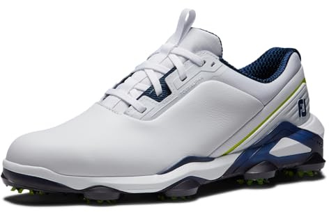 FootJoy Men's Tour Alpha Previous Season Style Golf Shoe, White/Navy/Lime, 8