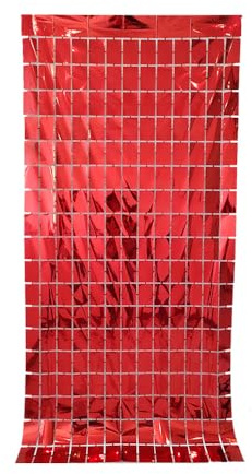 SYSUII Lametta Vorhänge Rot Glitzer,6 Stück Metallic Party Vorhange Geburtstag Foto Hintergrund Folien Fransen Glitzervorhänge Fransenvorhang fur Baby Shower Weihnachten Dekoration Neujahr