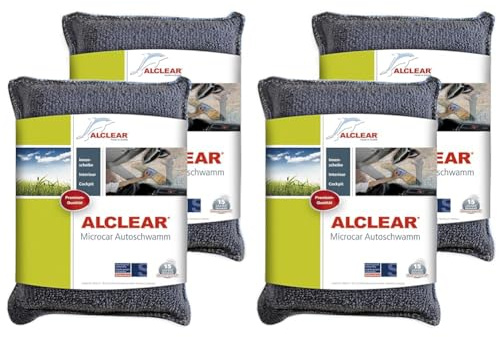 ALCLEAR 950014 Ultra-Microfaser Autoschwamm, 2er Set, Trockentuch gegen Beschlagene Auto Scheiben und Windschutzscheiben, Anthrazit/Blau (Packung mit 2)
