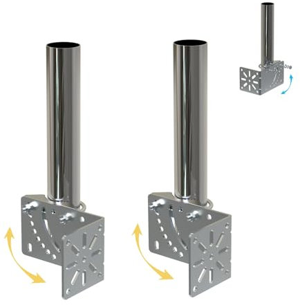 Amazmount 2PCS 1.5 Diameter Universal Outdoor Adjustable Antenna Mount Pole Bracket to Wall Weather Station 10 Length Antenna Mast Mounting Pole Clamp Kit