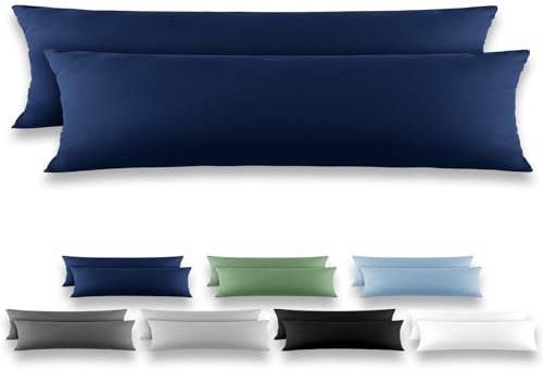 REDKEY Taie de Traversin 40x145 Bleu foncé - Lot de 2 Taies d'Oreillers 40 x 145 Carré en Microfibre Brossée, Housse Oreiller Coussin Oreiller avec sa Fermeture à Rabat (sans Fermeture Éclair)