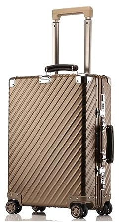 ALEjon Vintage-Aluminium-Rollkoffer mit drehbarem Metall-Vintage-Trolley – Braun, 26 Zoll Größe