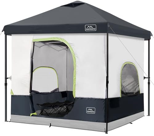 KAMPKEEPER 6-Person 10x10 Pop-Up Canopy Tent with Inner Tent, Waterproof, Portable Camping Shelter with Vented Roof, Adjustable Instant Canopy Height for Camping, Black