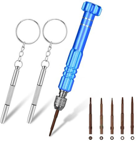Mini Schraubenzieher set, 6-in-1 Brillen Schraubenzieher 10cm Multifunktionaler Schraubendreher Präzisions Brillen Reparatur Kleine Schraubendreher Werkzeug für Brillen Elektronik Uhr Smartphone