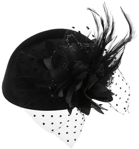 Vintage Fascinators Hut 20er 50er Schleier Blume Federkleid Kopfschmuck Fascinator Hochzeitshut Mesh Gesichtsschleier Tea Party Kopfbedeckung für Frauen und Mädchen