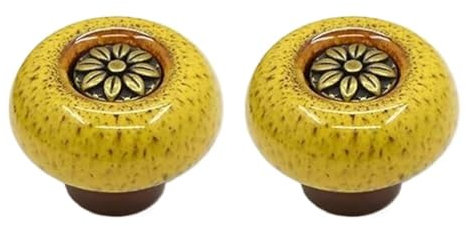 HDJNal Juego de 2 pomos de cerámica, pomos de puerta de armario de cocina, tiradores vintage de forma redonda para muebles, manijas de cajones, estilo vintage Shabby Chic (32 mm de diámetro, color