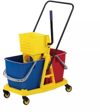 TT-YEC Cubo Para Fregona Comercial, Camión Cisterna De Limpieza Con Doble Cubo, Cubo Para Fregona Móvil, Cubo Para Fregona De Limpieza Con Dispositivo De Escurrido,34l