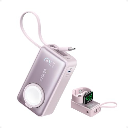 Anker MagGo Powerbank für Apple Watch, 10000mAh 35W Max, mit USB-C Kabel | Offiziell zertifiziert, für iPhone 17/16/15 Serie, Samsung, iPad, AirPods und mehr