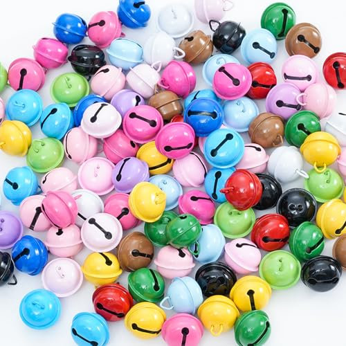 48 Pièces Clochette Grelot, 22 mm Cloches en Métal, Petites Clochettes Colorées avec Oeillet, Décorations de la Fête, Mini-Cloches pour Bijoux DIY, Sapin de Noël