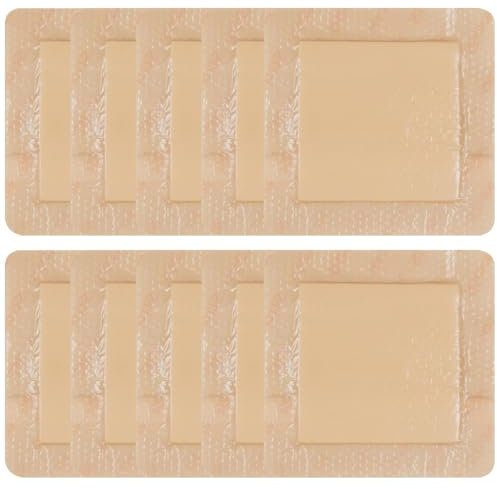 Apósito de Espuma Adhesiva de Silicona con Borde 7,5cm x 7,5cm (Almohadilla 4,3cm x 4,3cm) Caja de 10 Apósitos, Apositos Adhesivos Impermeables Para el Cuidado de Heridas Cutáne (10)
