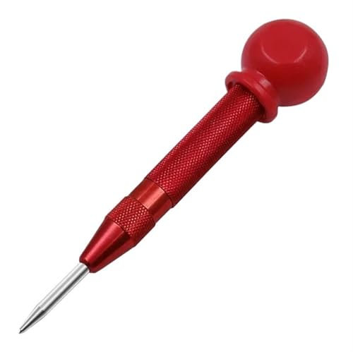 Automatic Center Punch Spring Loaded Marking Pin Scribing Woodworking Metal Plastic Wood Press Dent Marker Hole Hand Tool Chisel(RED)