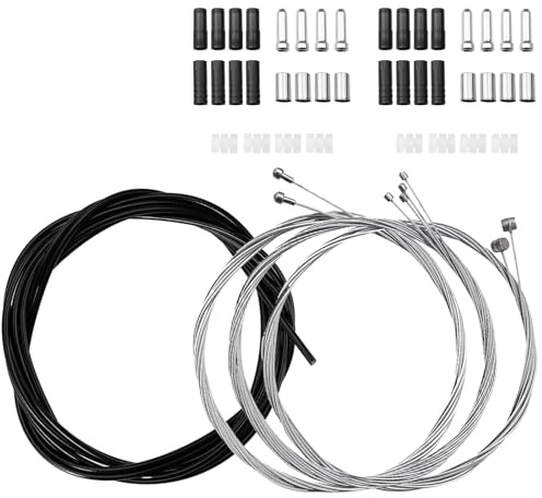 Yuaiosn 2 Set Cable Frein Velo, Universel Câble de Frein pour Vélo, Boîtier de Câble de Frein Vélo Universel, avec Embout Cable et Beignets Toriques, pour Vélo de Montagne, Vélo de Route