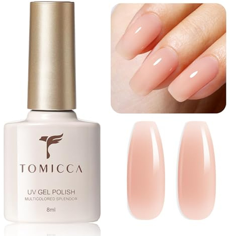 TOMICCA Nude Gel Polish 8ml – Natural Translucent Soak-Off, UV/LED Cured | Glides On Evenly – Nude Nail Varnish, High Glossy Finish Nail Art, Salon Shine at Home