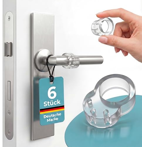 Türstopper Klinke [6 Stück] – Türklinkenpuffer transparent aus Silikon, Türgriff Stopper & Türklinken Stopper – Wandschutz Türklinke & Türgriff Schutz, Türstopper Griff