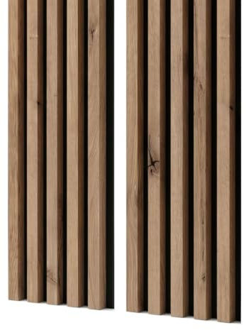 MEBANO. Wandpaneele Holz 240 x 53 cm Eiche Artisan, Akustikpaneele auf schwarzem Filz schallabsorbierend, Lamellenwand aus MDF für Wand und Decke, einfache Montage