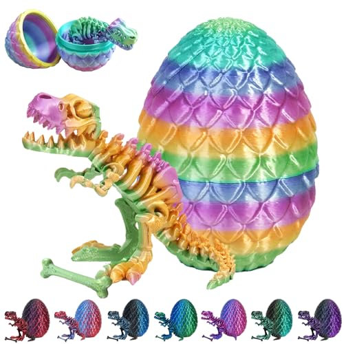 CWENDANER 3D Gedrucktes Drachenei Geheimnisvolle Drachen Spielzeug Realistische Realistische Beweglicher Drachen Figuren Überraschung Easter Dracheneier Wohnkultur (Regenbogen)