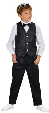 LOLANTA 4 delar barnkläder, väst set, födelsedagsfest kläder för barn, beige/blå/grå/grön, 2–11 år, svart, 8-9 år