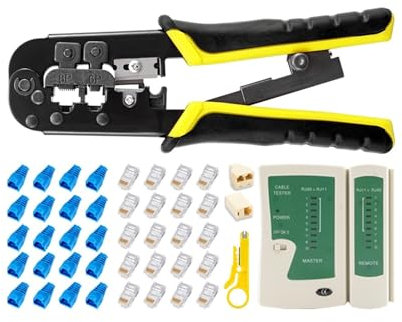 MZZYG Herramienta De Engaste Crimpadora RJ45 RJ11, Herramienta De Prensado RJ45, Alicates Pelacables For Cable LAN De Red Ethernet, For 6P, 8P, RJ11, RJ12, RJ45 PrecisióN Fiable(Pro)
