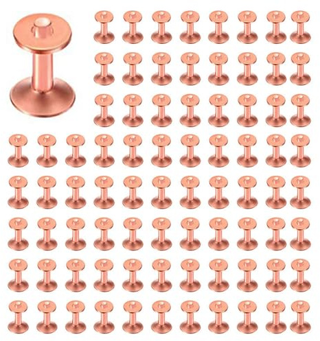 MQODLFP Set di 75 rondelle per rivetti in rame, 9,5 cm di lunghezza, in pelle, per portafogli e artigianato fai da te