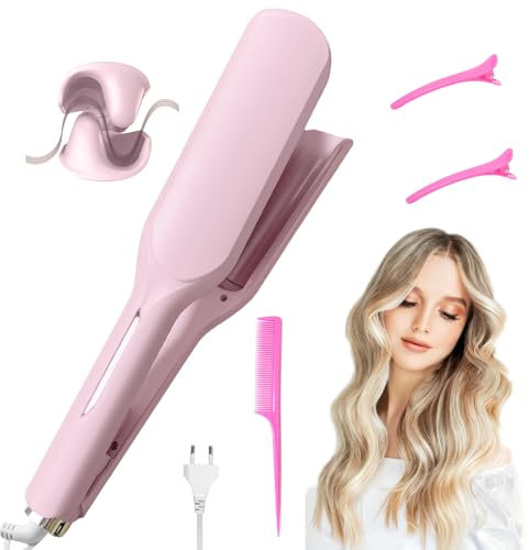 Ferro Arricciacapelli 32mm, Ferro Ondulato per Capelli con 5 Temperatura Regolabile Ondulata, Onde Capelli Francese per Acconciature Effetto Riccio e Ondulati Temperatura Regolabile
