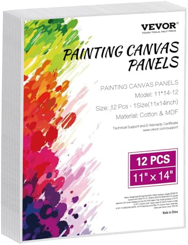 VEVOR Canvasbrädor för målning, 28 x 35 cm vita dukar för målning, 12-pack målarduk paneler för skissning, akryl och oljemålning, vattenfärg, målarduk för barn och proffs