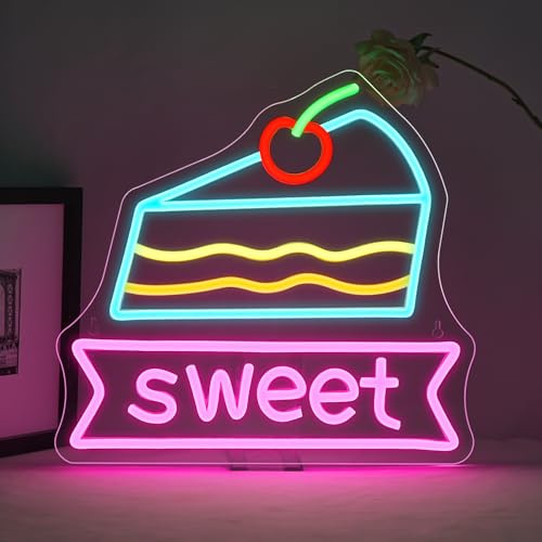 ineonlife Desserts Sweet Neon Schild, Desserts Sweet Led Schild Dimmbar für Wand Dekor, Brief Neon Sign Zeichen für Mädchen,Dessertladen,Restaurant,Kaffee,Küche,Party