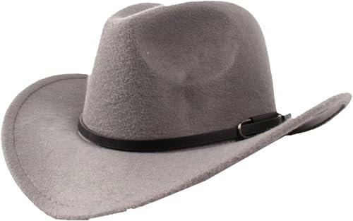 Fedora-Hut für Damen und Herren, breite Krempe, Herrenhut, grau, Large