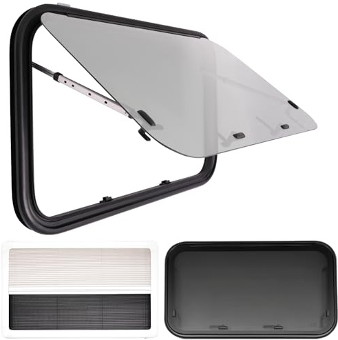 Wohnmobil Fenster, 90x50cm Wohnwagen Fenster, Wohnmobilfenster mit Fliegengitter und 4mm Dicke, Ausstellfenster Camper, Seitenfenster Externes Push Fenster, für Wohnmobile und Anhänger