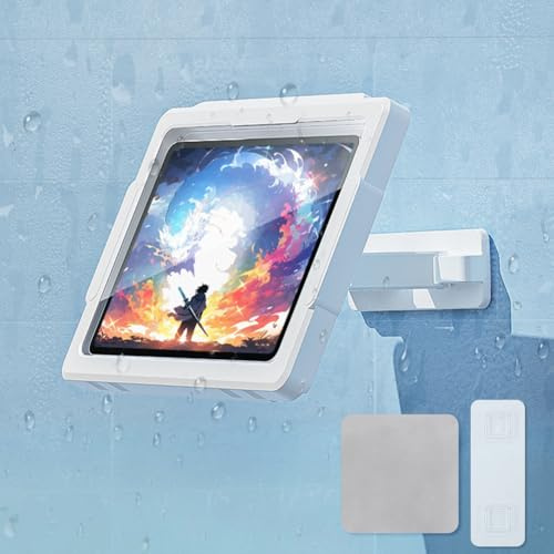HOTUT Support iPad Étanche Jusqu'à 11, Support de Tablette, Support de Douche Étanche avec Écran Tactile Anti-buée, Support d'iPad Extensible Rotation à 360° pour la Salle de Bain et la Cuisine