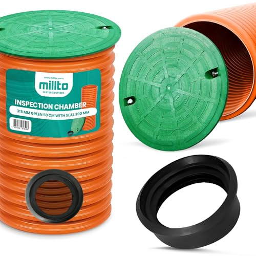 Tuyau Drainage Tube Montée Regard Révision 50 cm DN315 Vert Couvercle Joint 200 mm Entretien Égout Contrôle Durable Résistant Pression Inspection Facile Souterrain