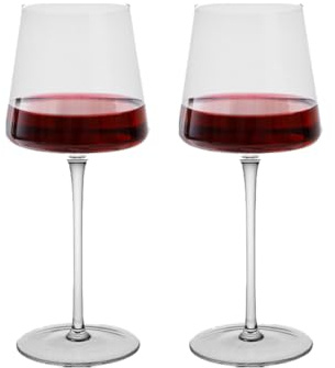 BTGLLAS 570ml Wine Glasses Set of 2 - Elegant Handblown Glassware for Red White Wine - Crystal Clear Goblets Gift Set for Wedding (2, B-PG-570ml)