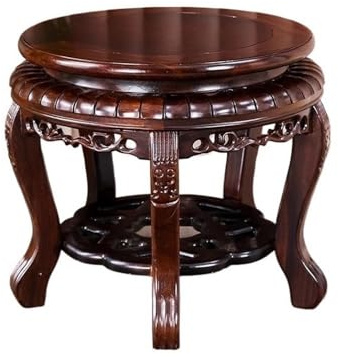 KEG801302 Vase Pedestal Stand Circular Ebony Carving High Leg Bonsai Base, Home Vase Fishbowl Display Stand Home Decoration