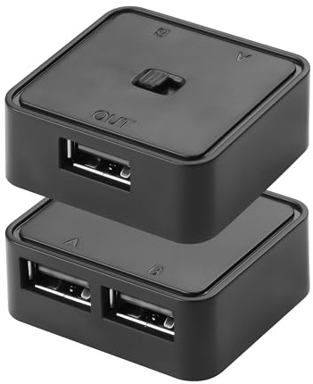 CERRXIAN 2 interruptores USB 2.0 1 en 2 salidas, interruptor USB bidireccional 2 computadoras comparten 1 dispositivo para impresora, escáner, teclado