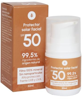 PLANETA HUERTO | Crema Solar Mineral SPF50 50 ml – Protección UVA/UVB 100 % Natural, Vegana, Con Aloe Vera, Jojoba y Ácido Hialurónico
