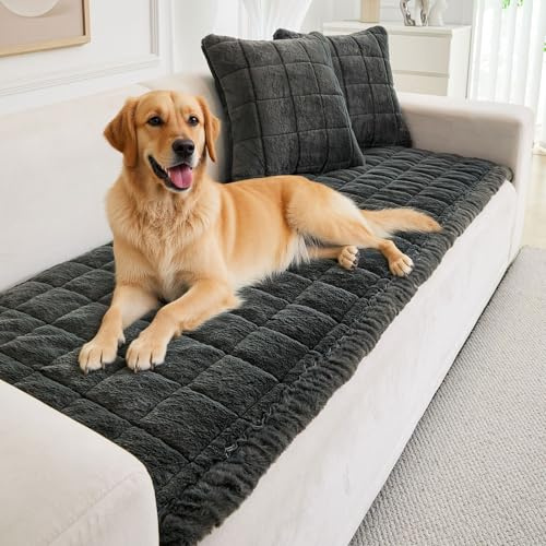 Thicken Plaid Sofa Cover 1 2 3 Seater, Universal Flannel Soft Non-Slip Corner Couch Cover L Shape Versatile Car Pet Bed Mat Chair Pads Sofa Slipcovers for Living Room Garden (Dark Grey, 70*180cm)