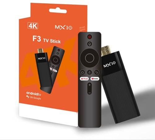MX10 F3 TV Stick Android 13, 4K Ultra HD, 2GB RAM + 16GB, Dual WiFi 2.4G/5G, Cortex A53 Processor