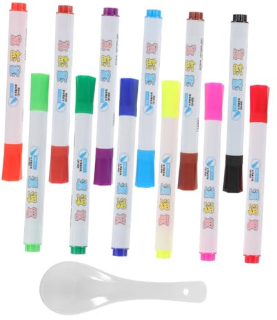 HOUDERCO 1Satz Weißen Whiteboard Markern für Schule und Büro Abwischbare Markierungsstifte Farben mit Schwimmendem Design und Löffel für Lehrer und Schüler