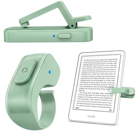 [Case-Friendly] Remote Control Page Turner Ring for Kindle Paperwhite Oasis Scribe Kobo eReaders, Camera Camcorder Remote Controls, Page Turner Clicker for iPhone ipad Tablets with Storage Bag Green