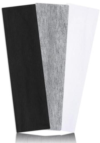 ZGCE 3 Piezas Diadema Elástica Mujer, Elasticas Cinta Pelo Deporte Bandana Mujer y Hombres Banda para Hacer Entrenamiento, Yoga, Correr Bicicleta Tenis(Negro/Blanco/Gris)