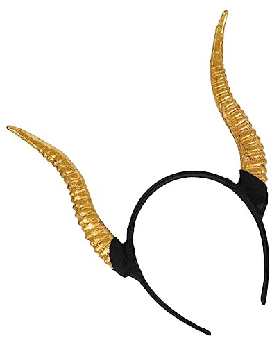 NOLITOY Serre-tête Halloween Avec Cornes De Gazelle Dorées Bandeau Unique Pour Fête Accessoire Déguisement Original Convient à Chacun Décoration Cosplay Et Festival