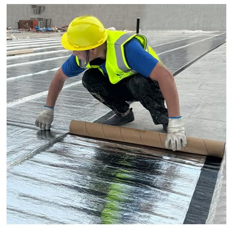 ASDQWER Negro Rollo Adhesivo de Tela Asfáltica，sellador autocurativo, Cinta tapajuntas for techos,for tuberías, Metal, goteras, Sellado de Ventanas y embarcaciones(THK1.2mm/W1*L6m)